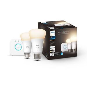 Philips -  Hue 2pk A19 LED Starter Kit with Bridge Wh White